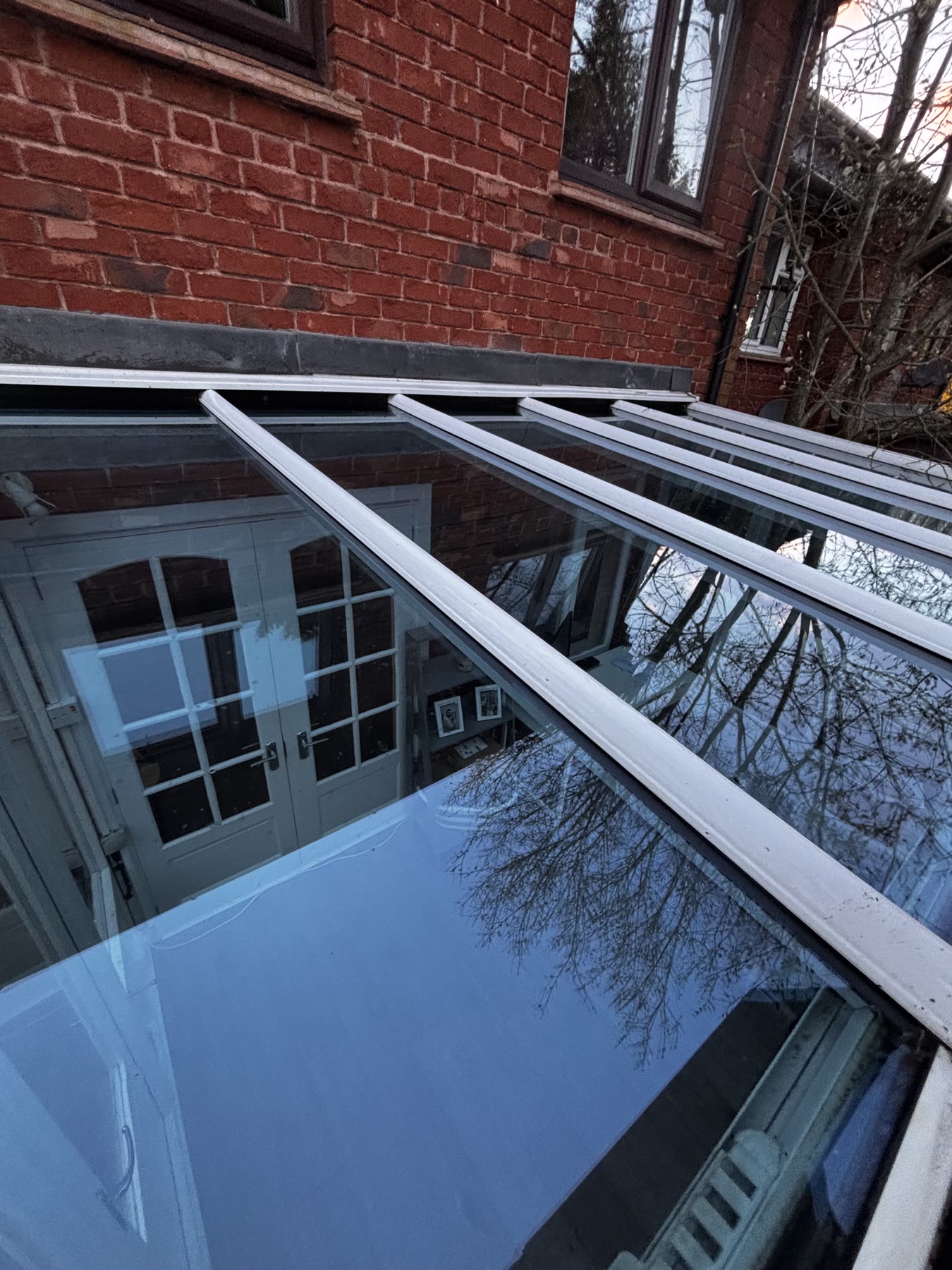 Glass conservatory roof after cleaning